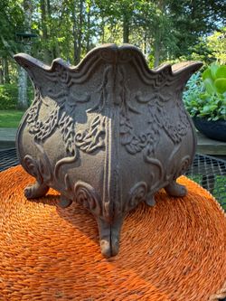 Old Cast Iron Art Nouveau Jardinière Planter – 13.4 LBS