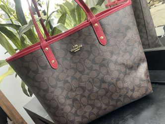 Reversible Red Coach Tote Bag