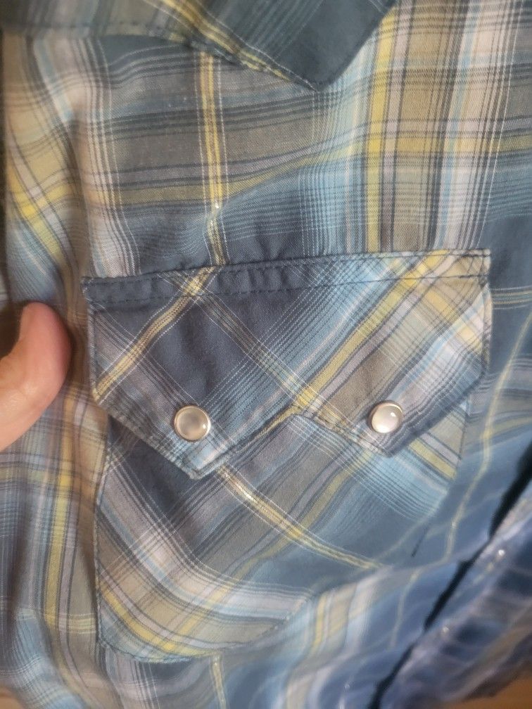 Wrangler Western Snap Shirt XL Cotton Blend Long Sleeve Plaid