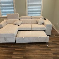 Storage Sectional Sleeper Sofa With Pullout Bed Brand New 