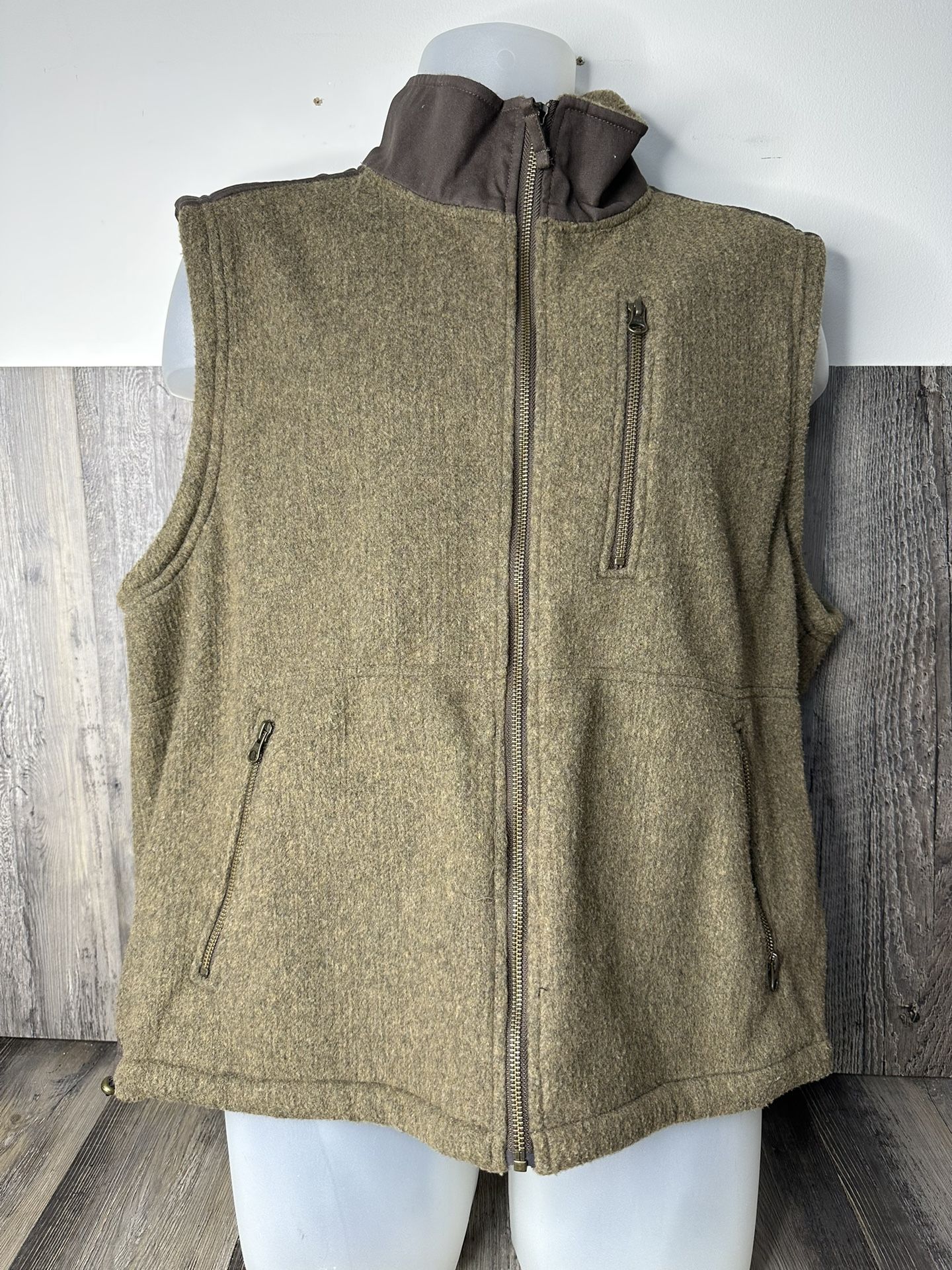 Orvis Sweater Mens Large Brown Vest Full Zip Fleece Pockets Outdoors Fish XL
