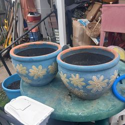 2 of them large Pottery Flower Pots