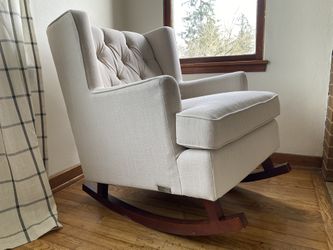 Tufted Linen Rocking Chair
