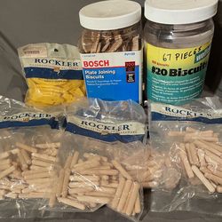 400-1/4”x 1 1/2” Birch Wood Fluted Dowel Pins, 167-#20 Plate Joining Biscuits, 20 pack of SUNNY Biscuit Connectors #20