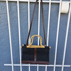 Cute Black Purse 👛 7" X 12"/Bamboo Handle 