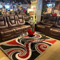 Power Reclining Sofa And Love Seat In Stock For Immediate Delivery 