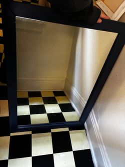 Large Rectangular Framed Wall Mirror Navy Blue