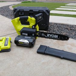 CHAINSAW RYOBI 40V BATTERY AND CHARGER INCLUDED 