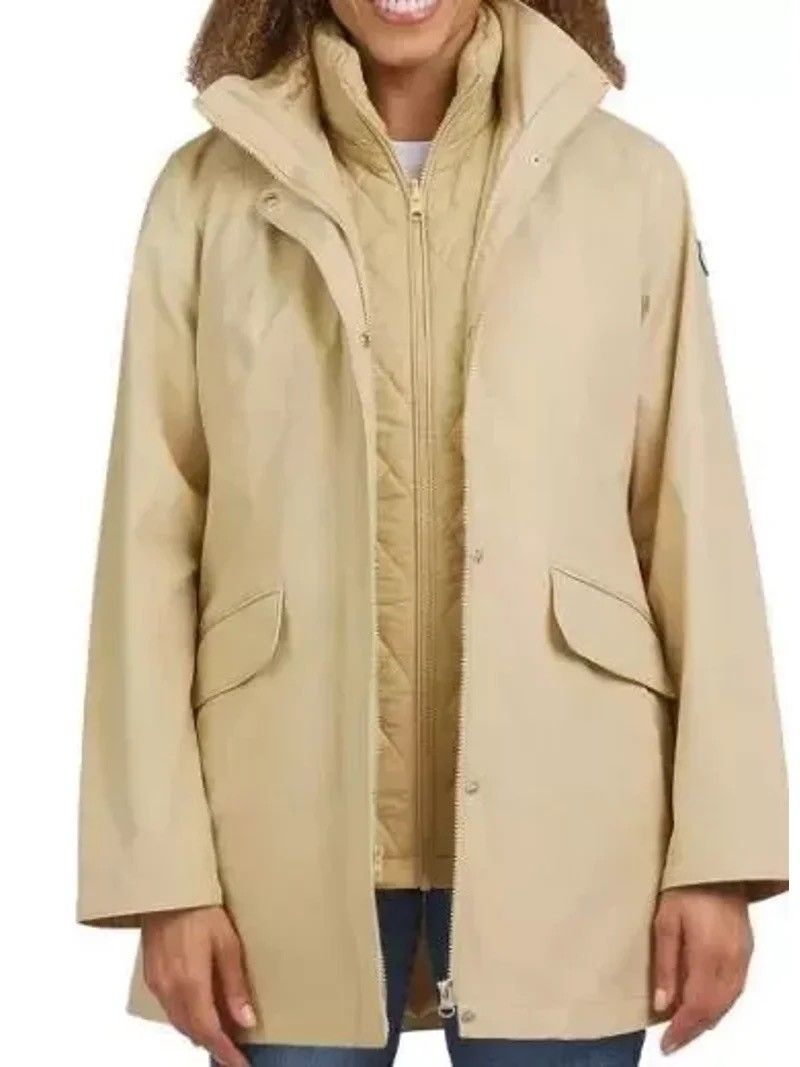 Lands End Coat Beige with detachable vest. SET OF JEWELRY OF YOUR CHOICE!!!@@