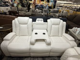 SUMMER CLEARANCE: Power Reclining Sofa Adjustable Headrest, Lights Included
