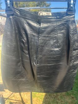 Black leather miniskirt