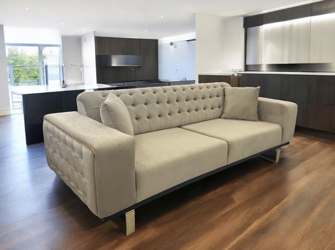 New Velvet Chesterfield Convertible Futon Sofa Bed Living Room Luxury
