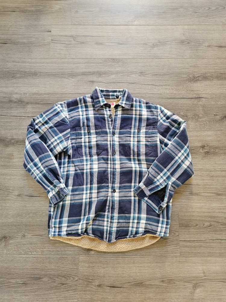 Wrangler Sherpa Lined Flannel Jacket Mens Size Medium