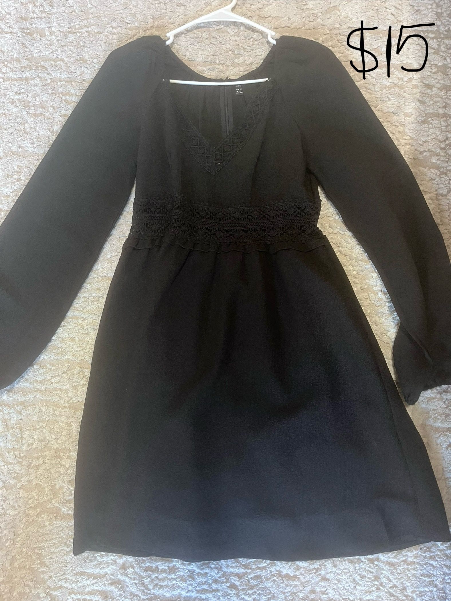 Black Dress Lace See Through Waist