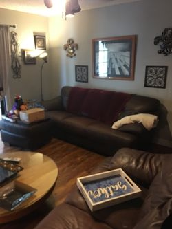 Real Leather Couch And Love Sit 