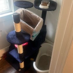 Cat Stand Litter box Some Litter Dish Bowl
