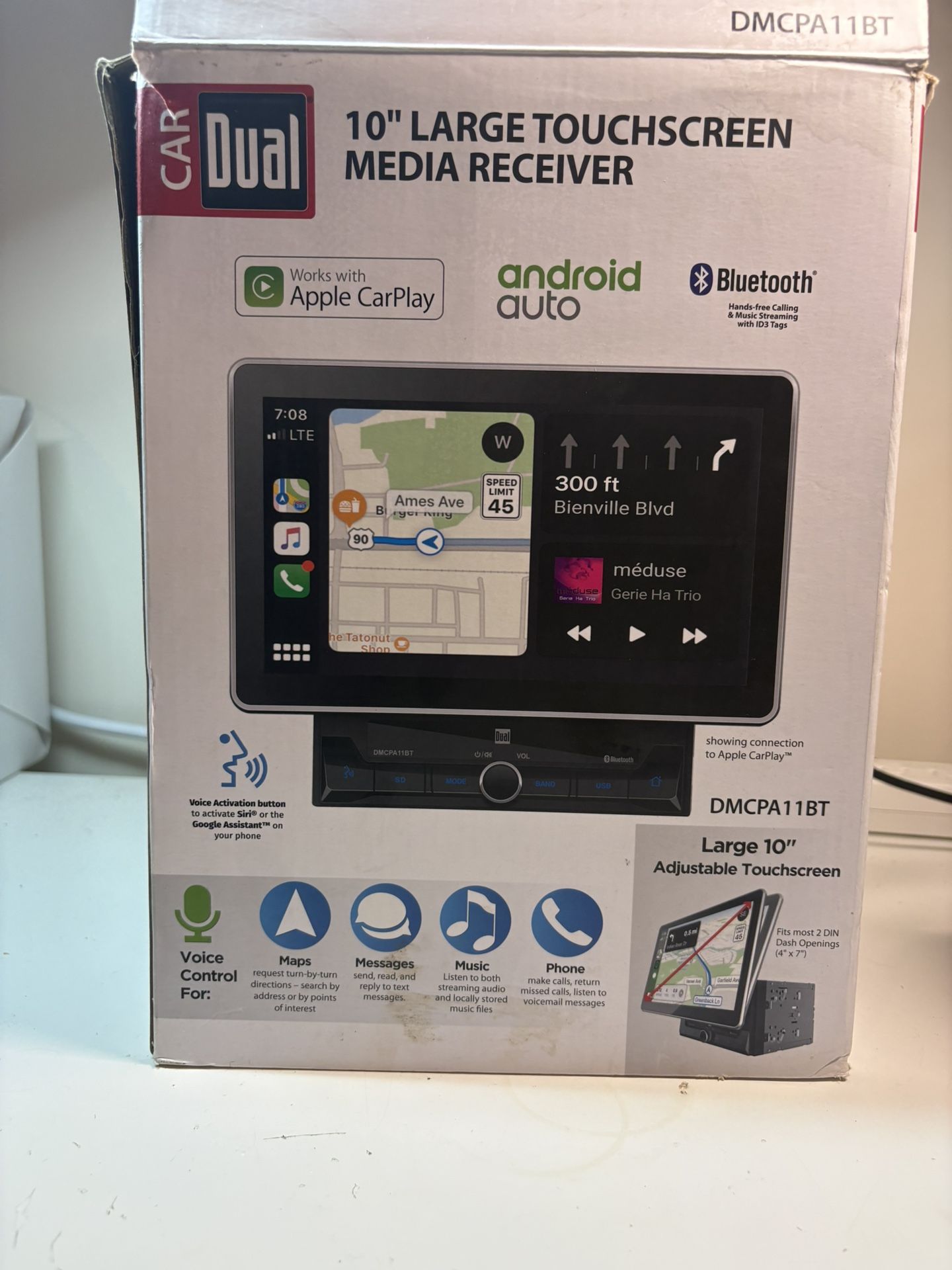 Car Dual 10" Large Touchscreen Media Receiver DMC PA 11 BT Open box untested