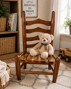 Vintage Child-Size Wooden Ladder Back Chair – Rustic Farmhouse