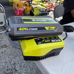 Ryobi 40V 2Ah Lithium Battery and Charger