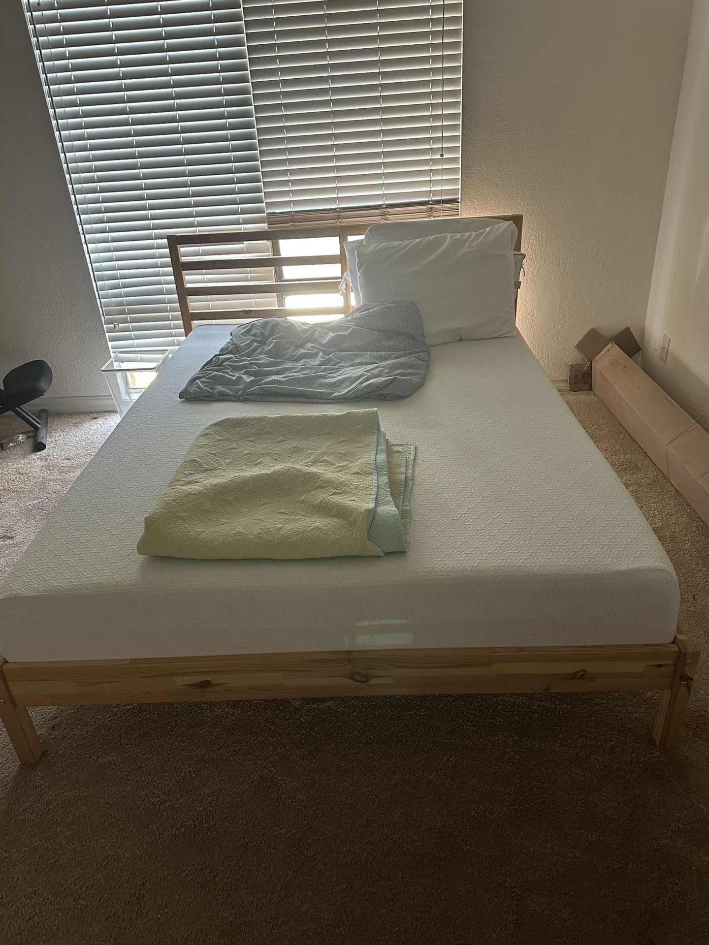 Queen bed frame and mattress