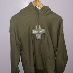 Supreme Cross Box Logo Hooded Sweatshirt (FW20) Light Olive (Size XL)