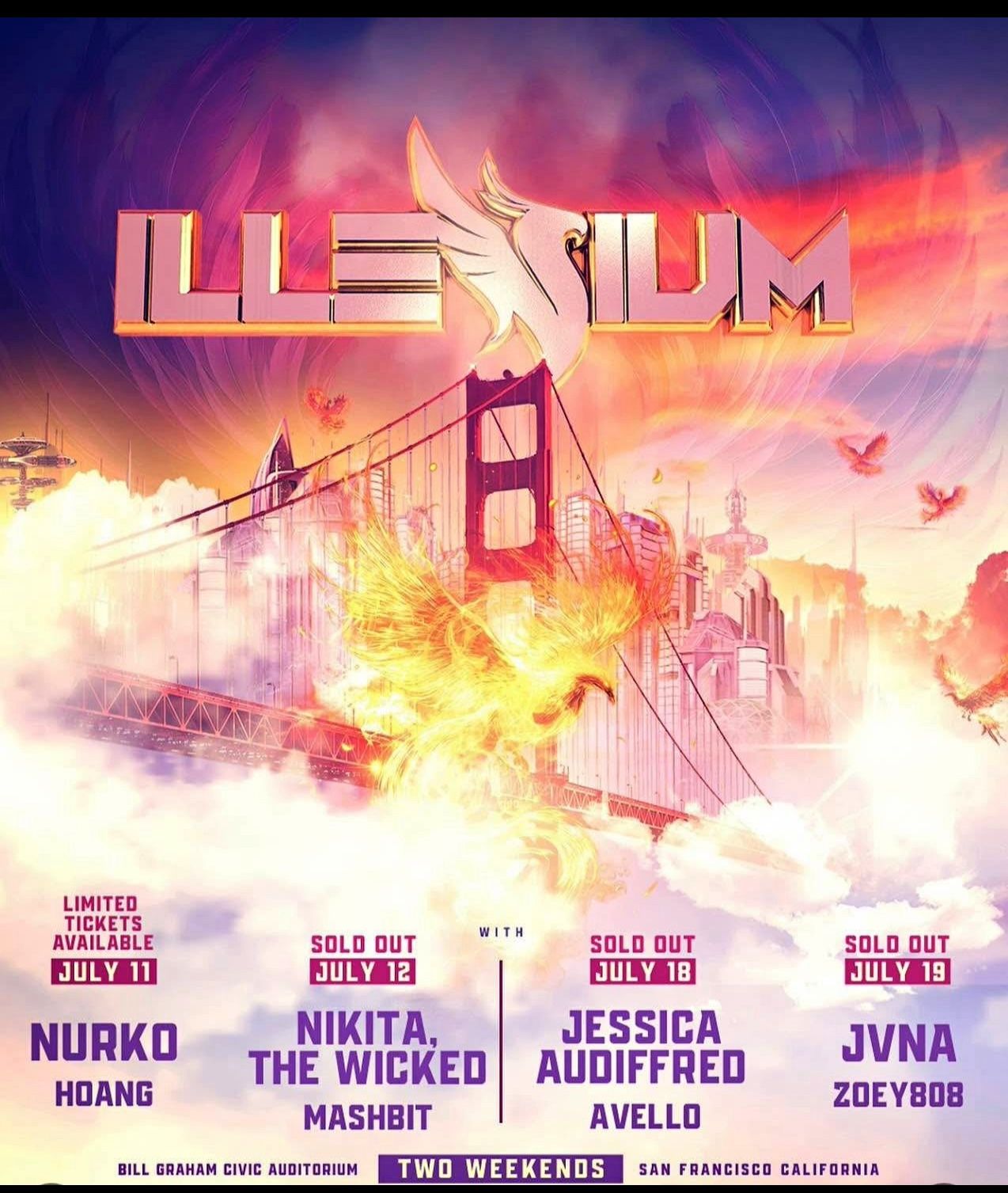 Illenium Friday 7/18 Bill Graham - 2 Tickets