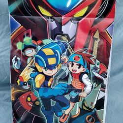 NINTENDO POWER MEGA MAN NETWORK TRANSMISSIONS POSTER & MEGAMAN FIGURINES 