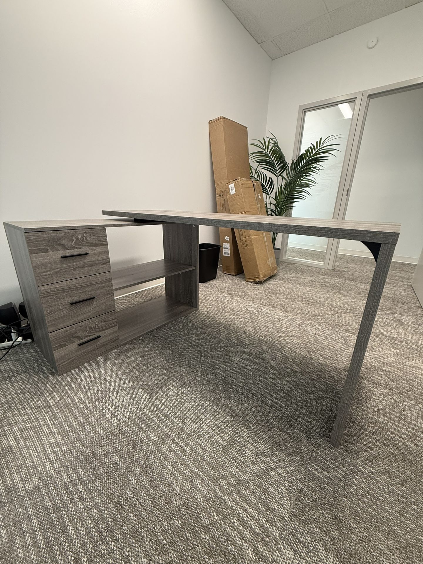Gray L Shaped Office Desk