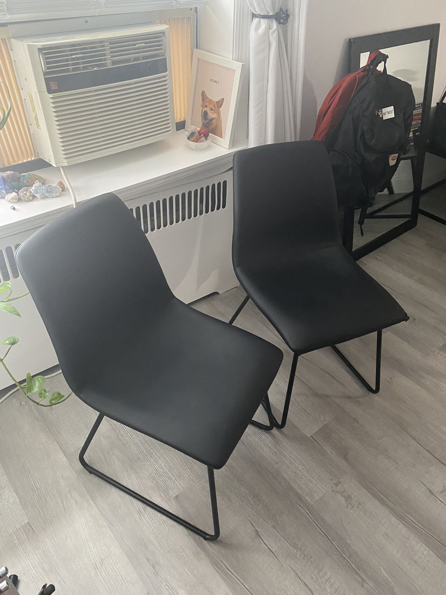 2pk Bowden Faux Leather and Metal Dining Chairs BLACK - Main Image