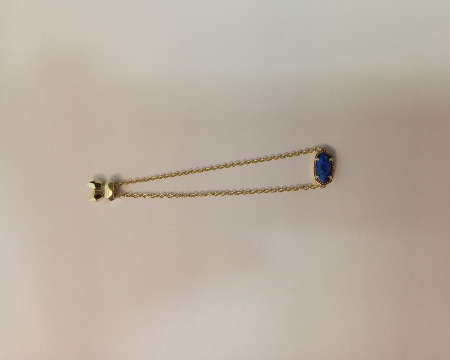 Kendra Scott Elaina Gold /Navy Cats Eye Adjustable Chain Bracelet NWT