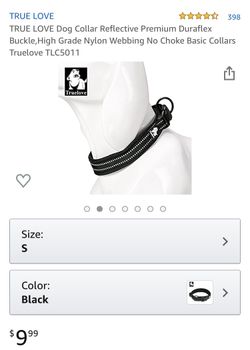 TRUE LOVE DOG COLLAR REFLECTIVE PREMIUM DURAFLEX BUCKLE SIZE S