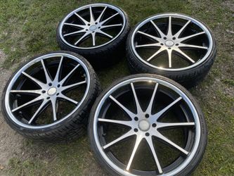 22” rims and tires staggered 5x120 newer tires