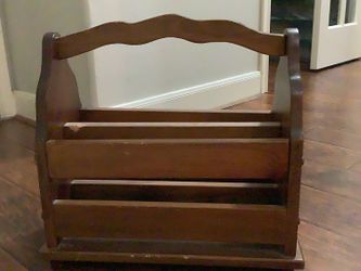Vintage 1970s Solid Wood Magazine Rack