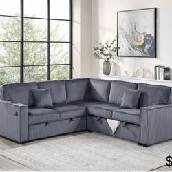 Corduroy Sectional Sleeper With Storage 