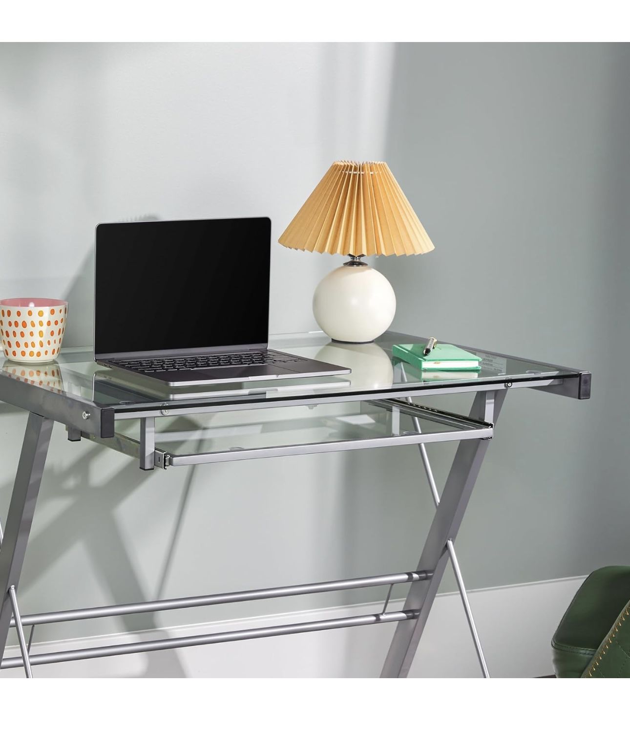 Metal and Glass Work From Home Laptop Computer Gaming Desk with