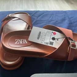 Flat Brown Sandal For Women Size 37 Or 6.5