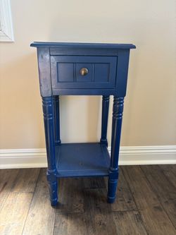 Dark Navy Blue Wooden Nightstand / End Table with Drawer