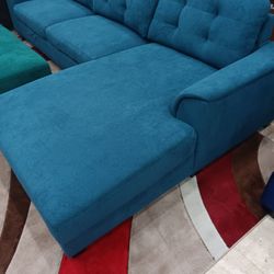 *Wow*---Biscayne Bold Blue Fabric Sectional Sofa W/Ottoman---Now $899---Delivery And Easy Financing Available 