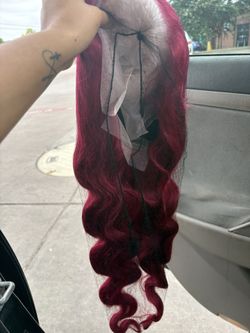 Burgundy 32 Inch Human 13x6 Lace Front