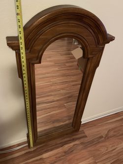 Hangable Mirror Faux Wood Framed