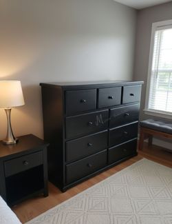 Black 9 Drawer Dresser - Solid Wood