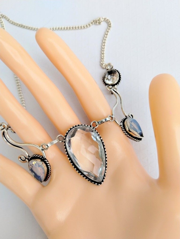 Clear Quartz And Moonstone Necklace
