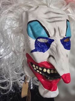 Creepy Clown Halloween Latex Mask with Hair