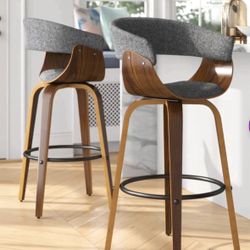 2 Modern Swivel Bar Stools 