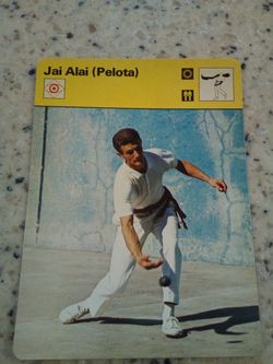 Vintage 1977 sportscaster Jai alai (pelota)/ a game played in a walled court/Olympic collector card # 08-15