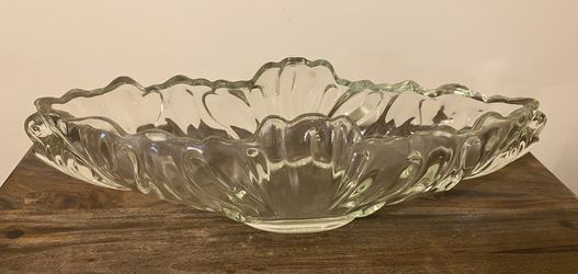 Vintage Jeannette Gondola Bowl clear glass fruit oval decor heavy