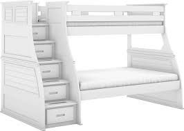 Hilton Head White Twin/full Step Bunk Bed With Bunky Boards And Matress
