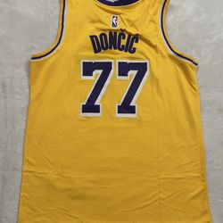 Large Luka Doncic Stitched Yellow Lakers Jersey #77