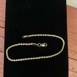 14K Gold Filled Rope Anklet 2.3mm Chain 10" for Men or Women