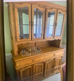 FREE!!!! Oak Wood China Hutch Cabinet